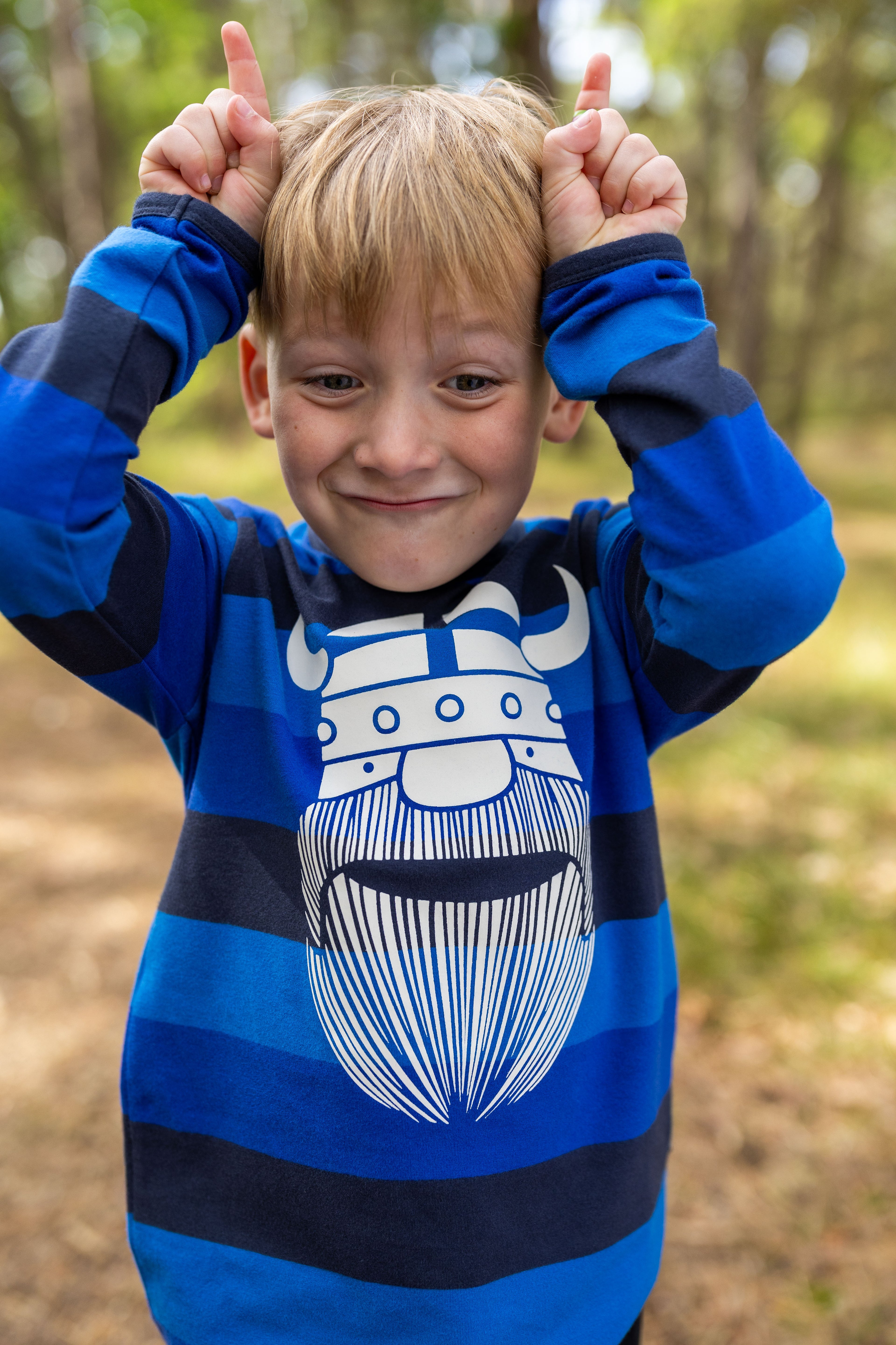 Stribet bluse til børn med viking