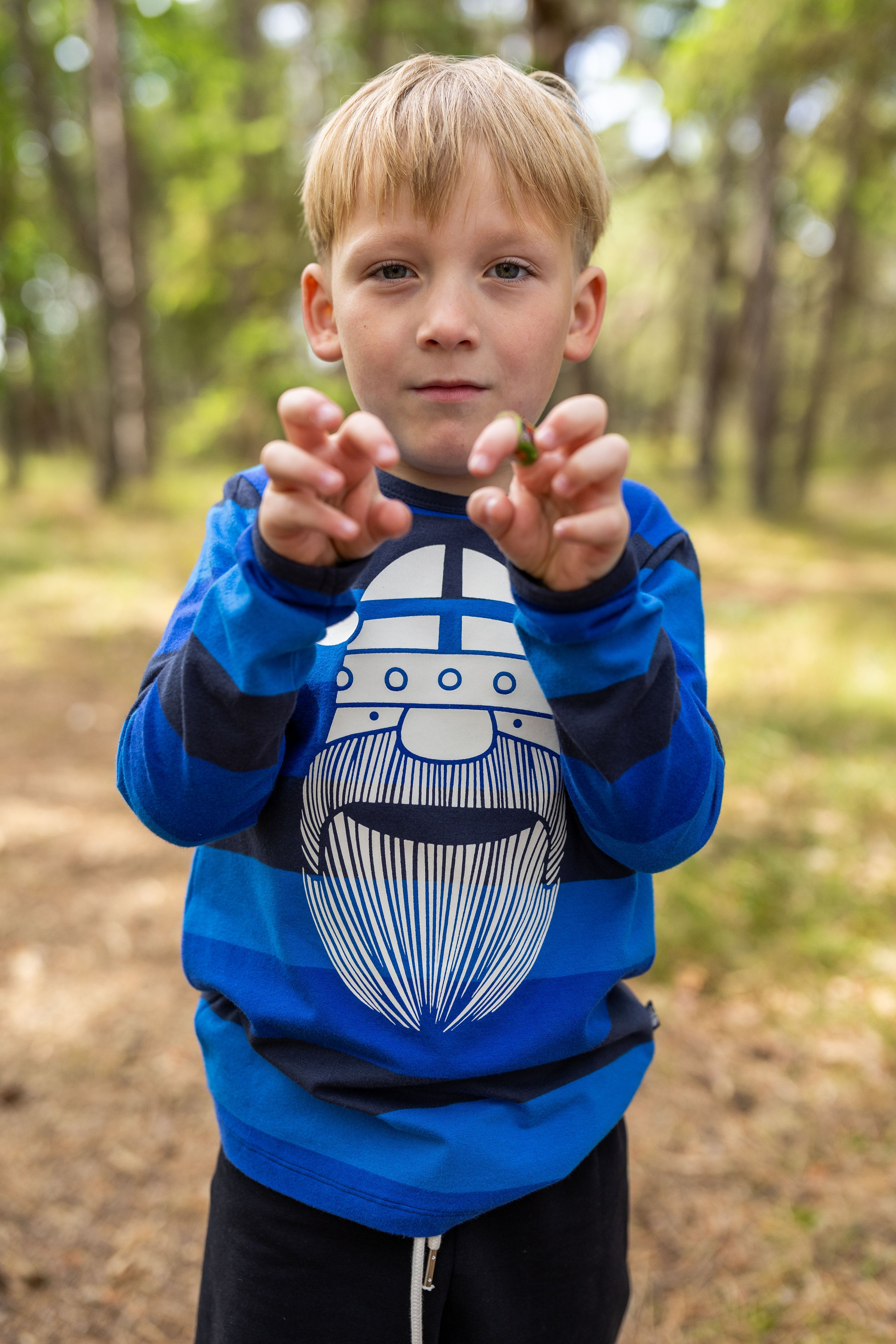 Stribet bluse til børn med viking