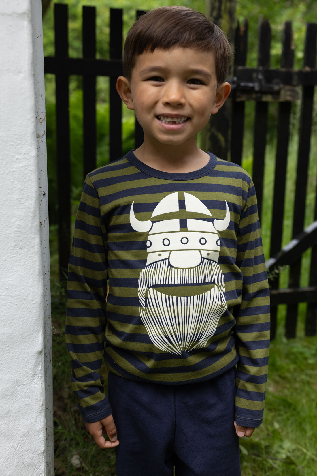 Stribet bluse til børn med viking