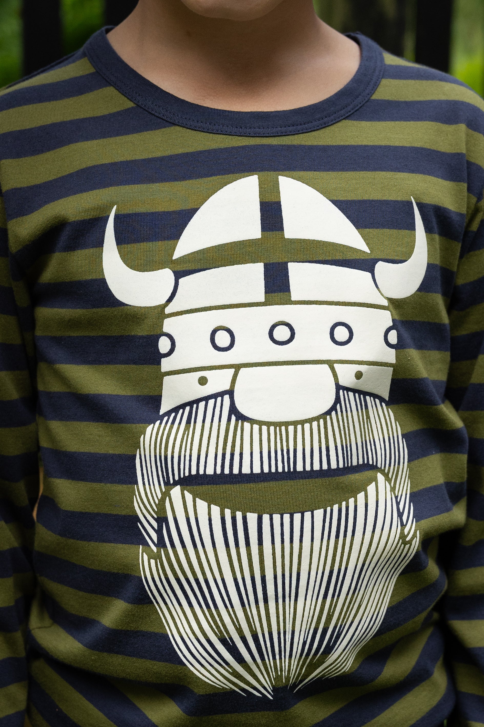 Stribet bluse til børn med viking