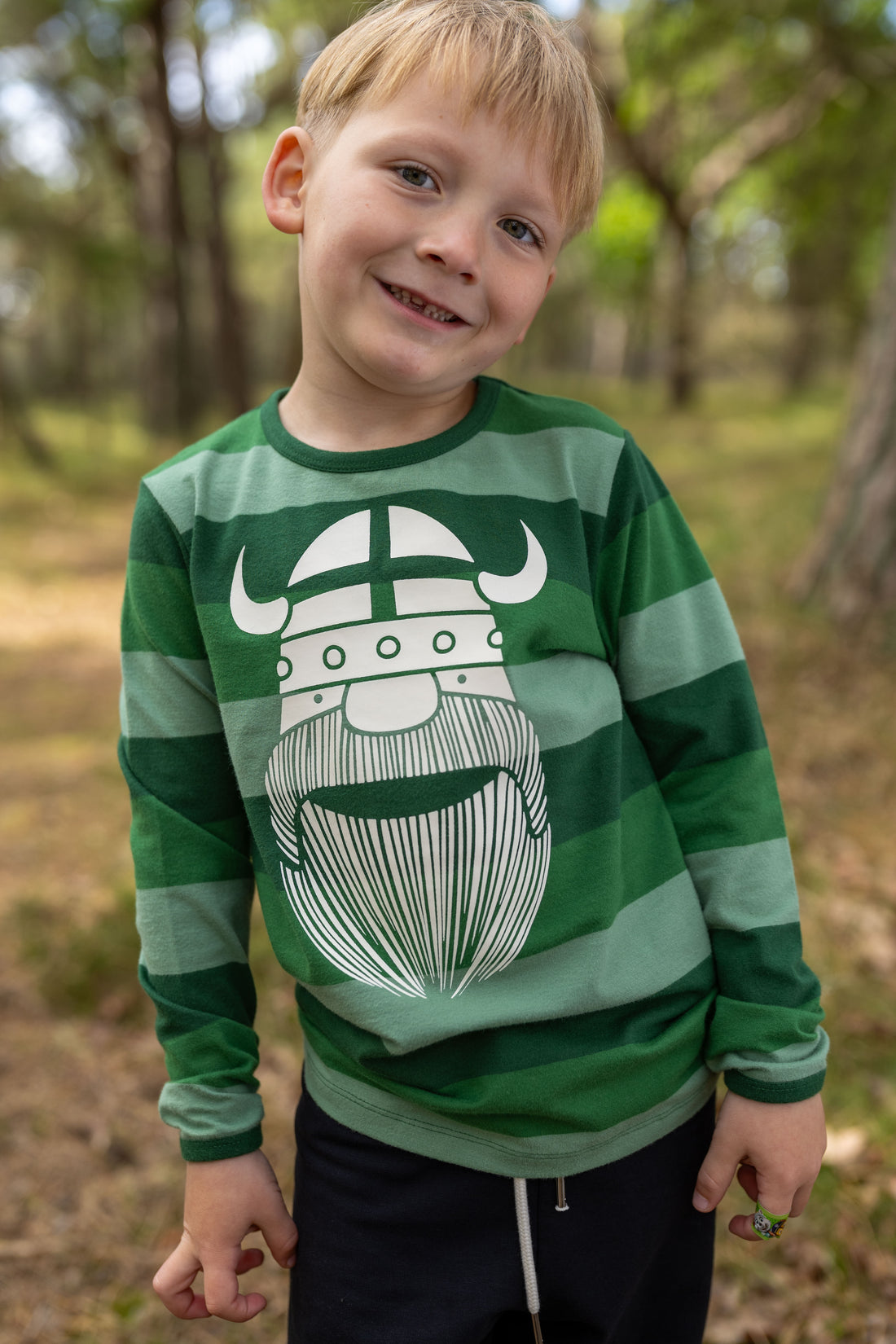 Stribet bluse til børn med viking