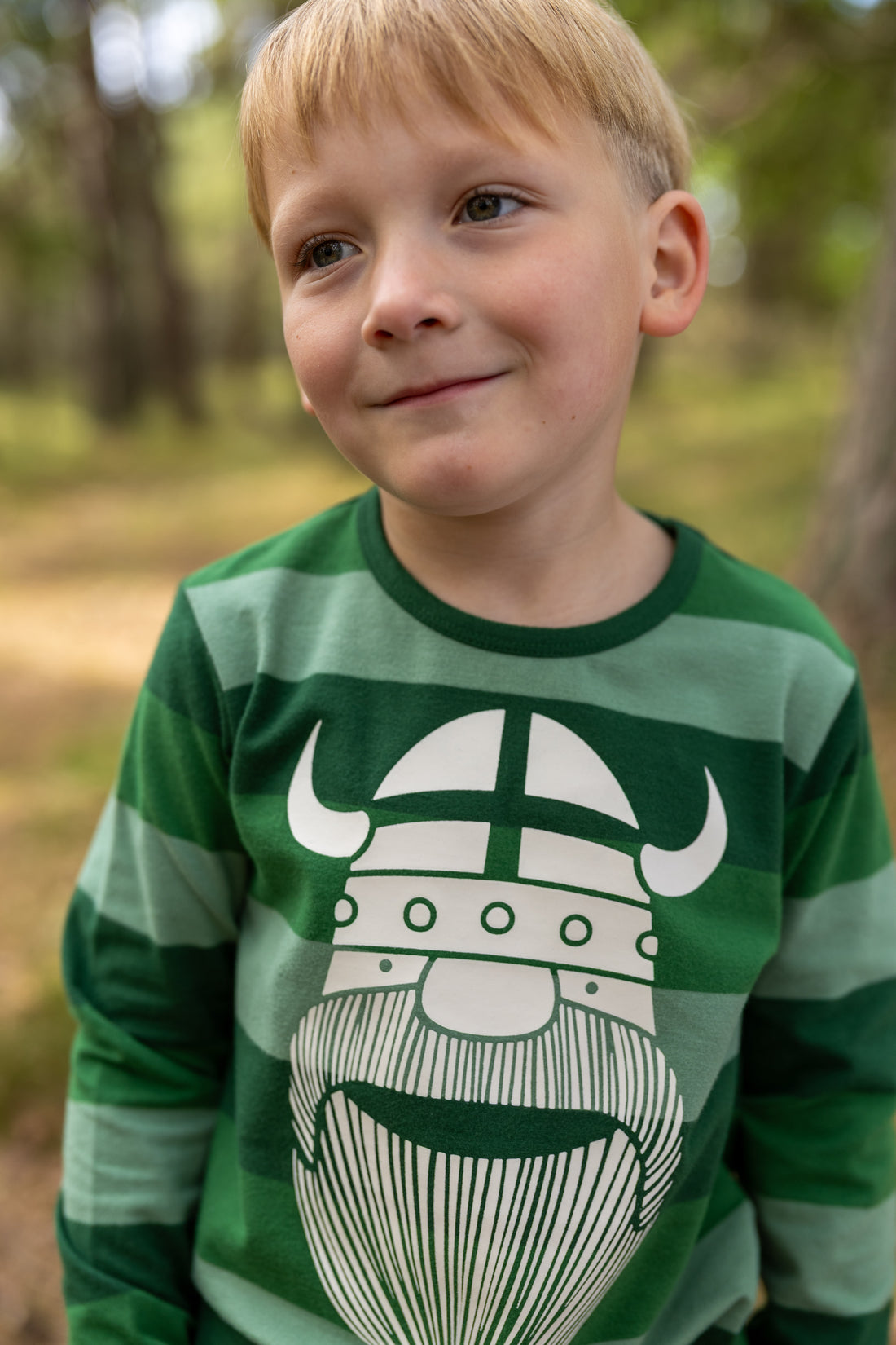 Stribet bluse til børn med viking