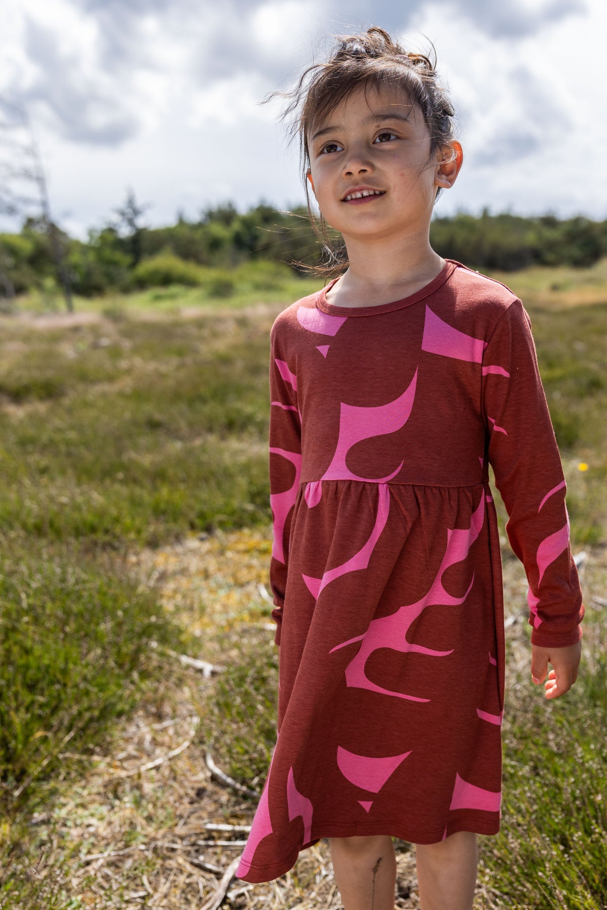 Daneshellfish Interlock LS Dress Chili/Soft Cherry TROPS