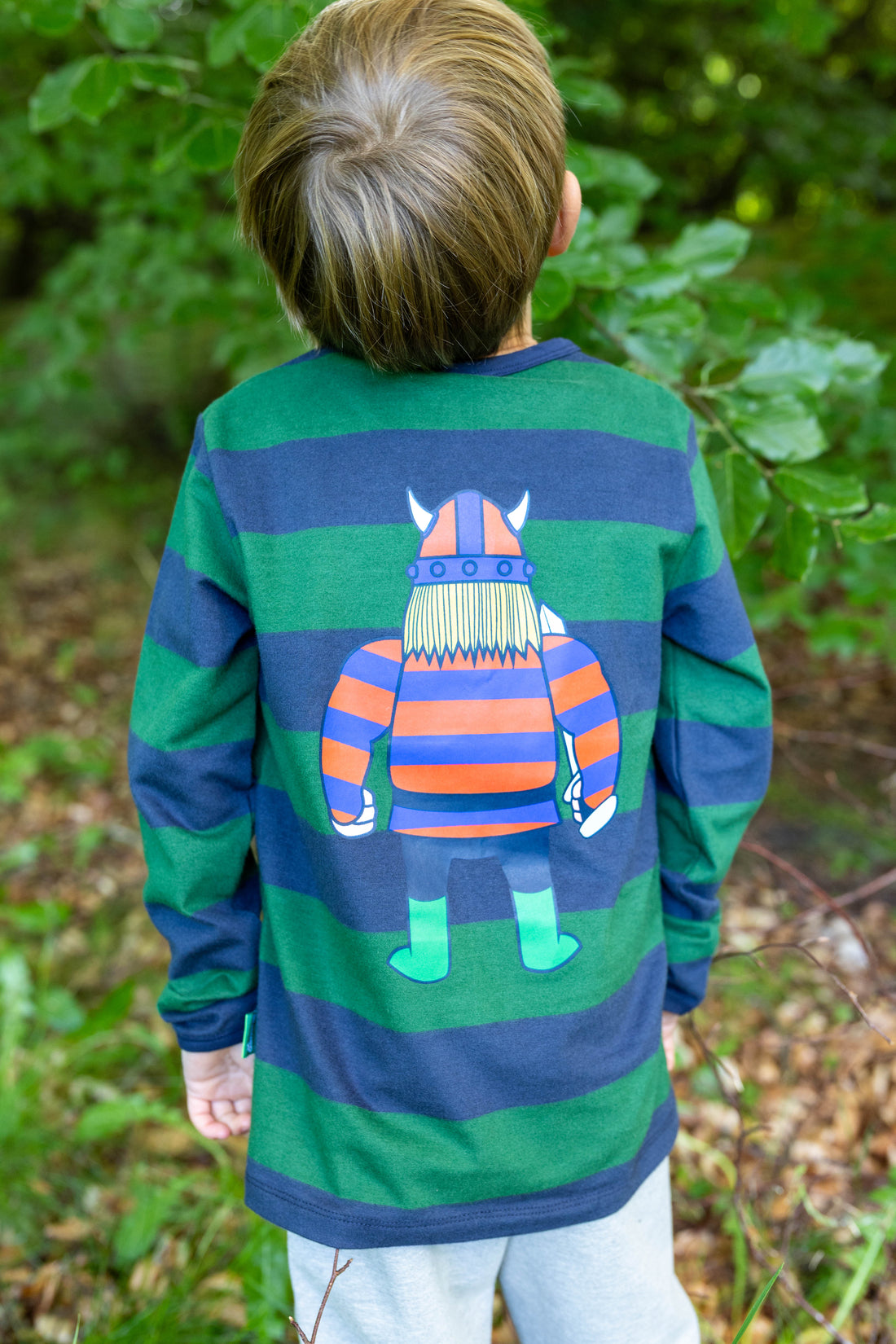 Stribet bluse til børn med viking