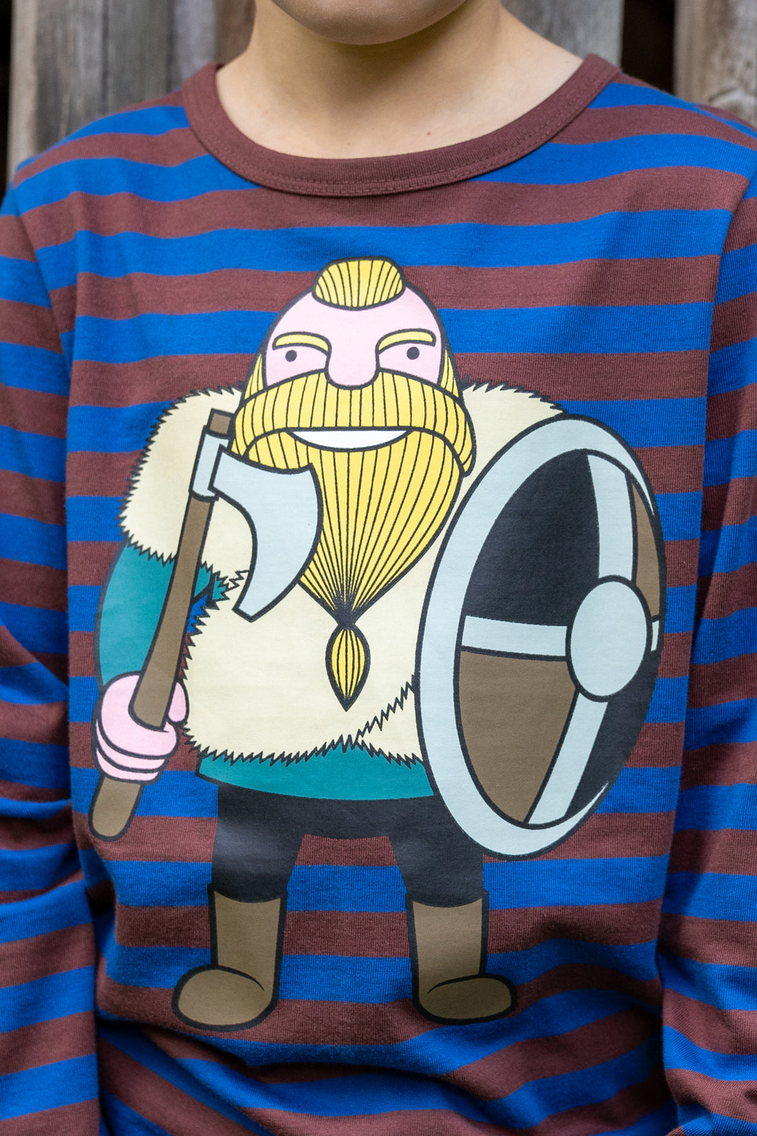 Stribet bluse til børn med viking