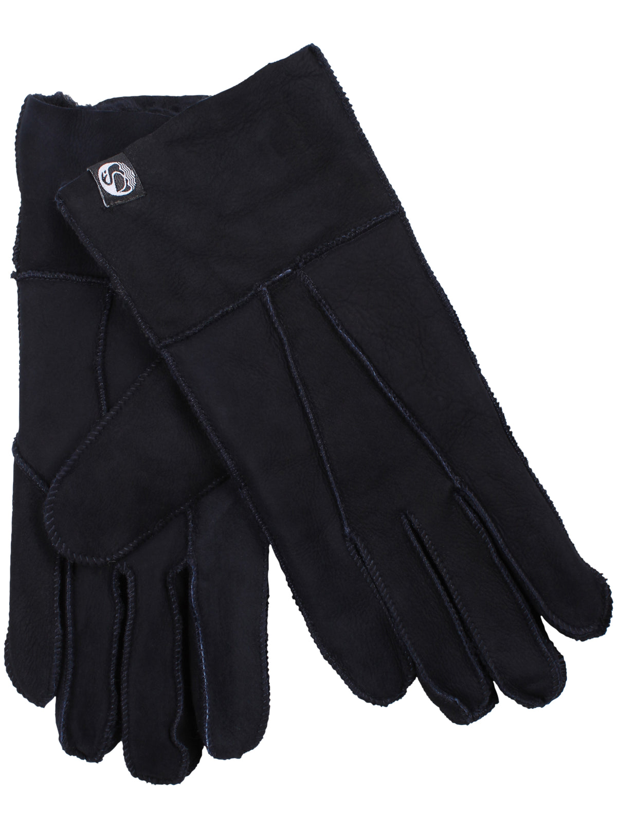 No Waste Sheepskin Finger Gloves Navy