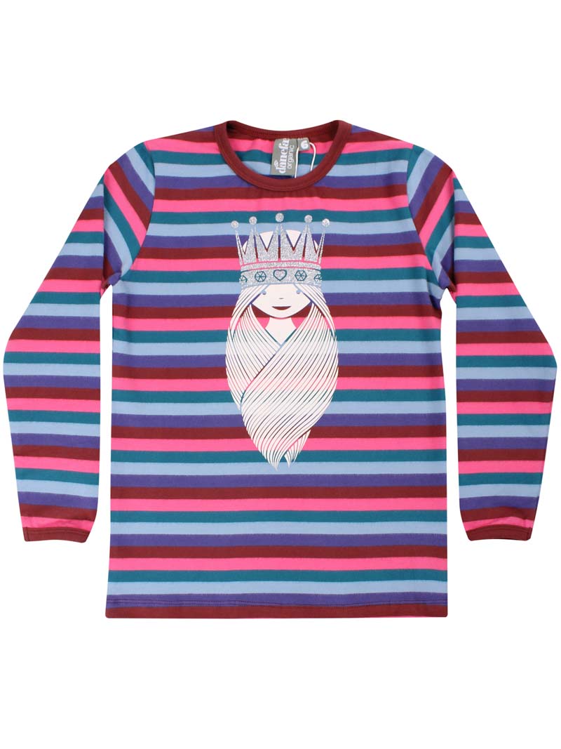 Stribet bluse til børn med print af prinsesse