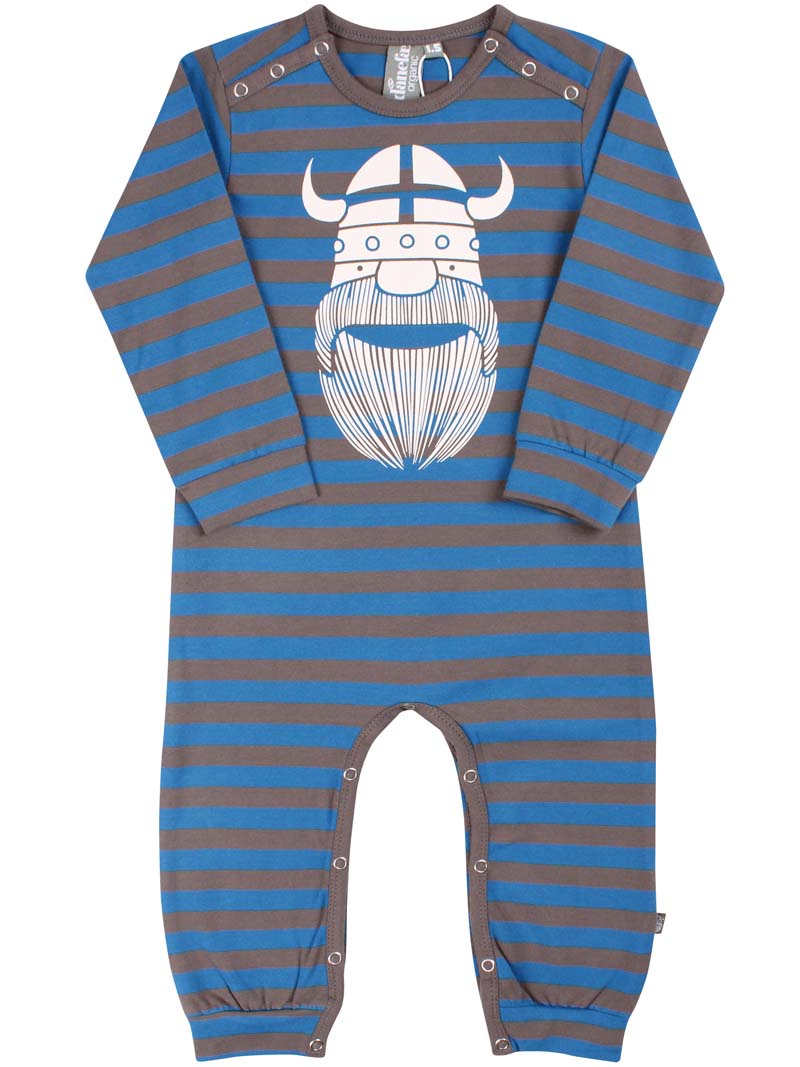 Stribet heldragt til børn med print af viking