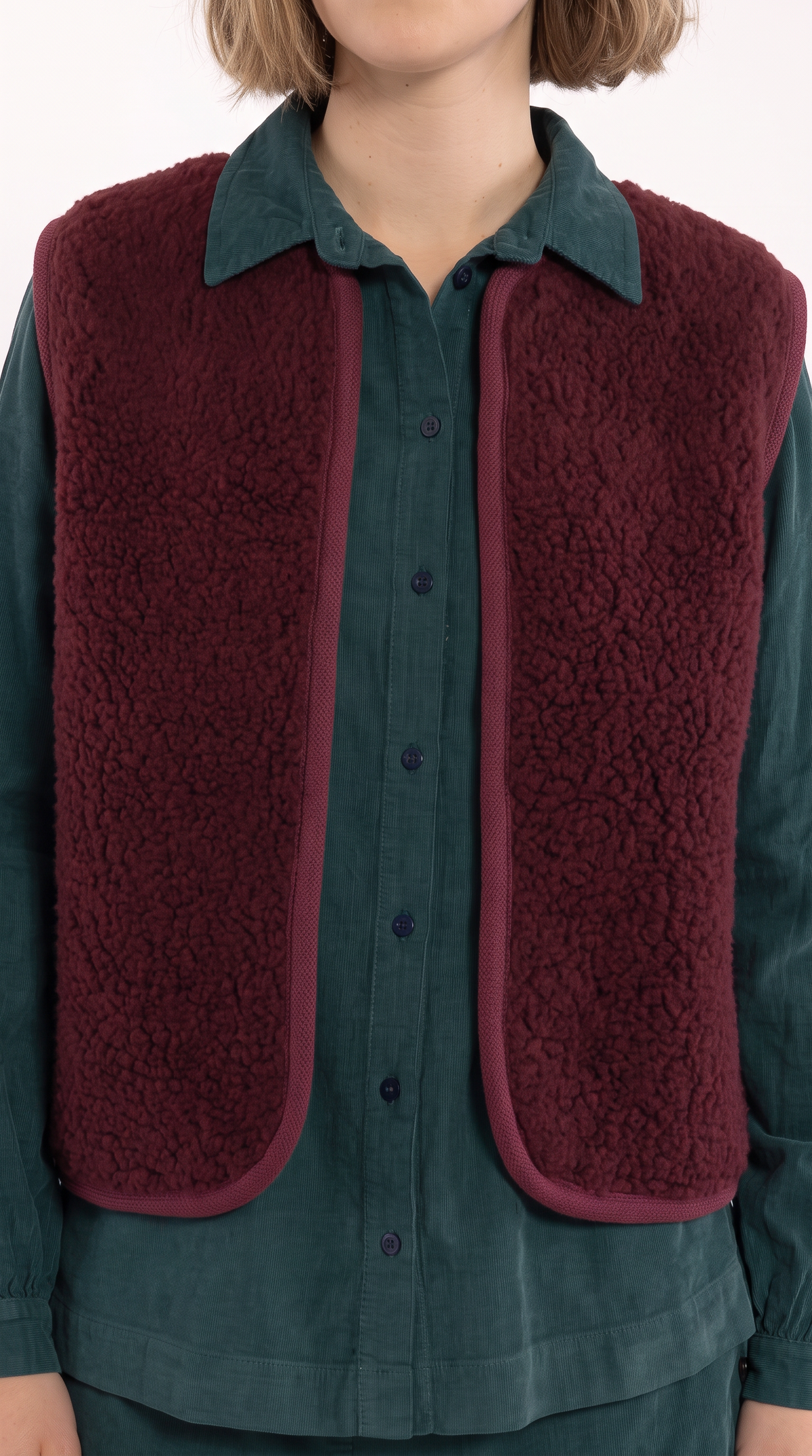 Danecobra Wool Fuzzy Fleece Vest Dark Wine