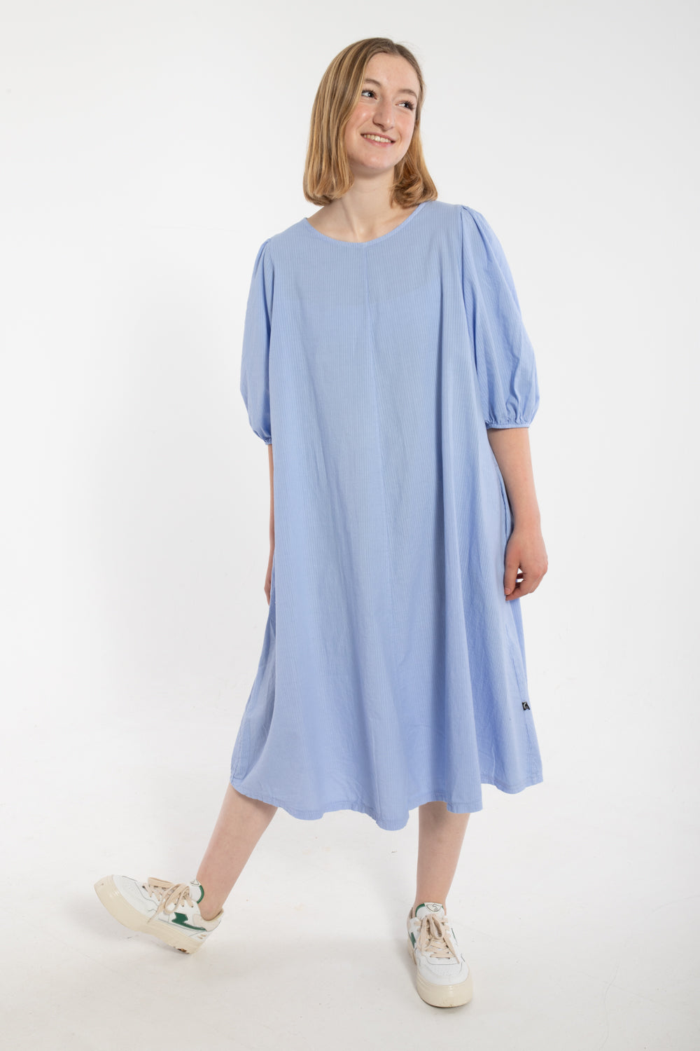 Daniris Seersucker Kleid Eisblau