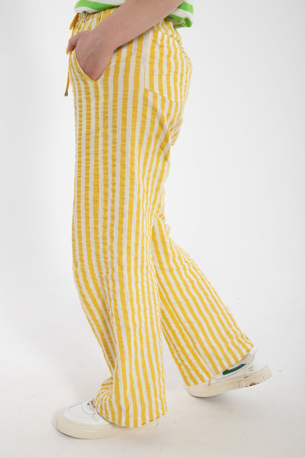 Danenynne Seersucker Pants Faded Yellow/Chalk