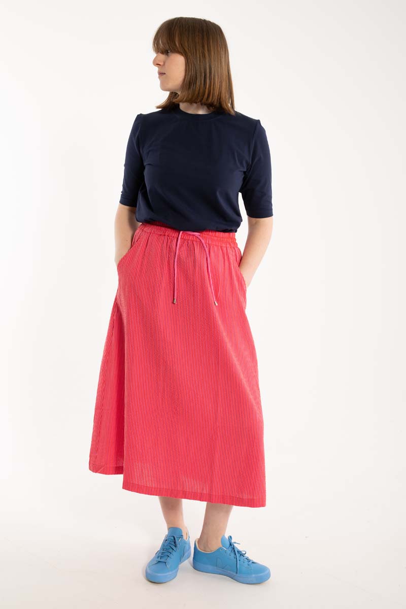Danespresso Seersucker Skirt Super Pink/Bright Red