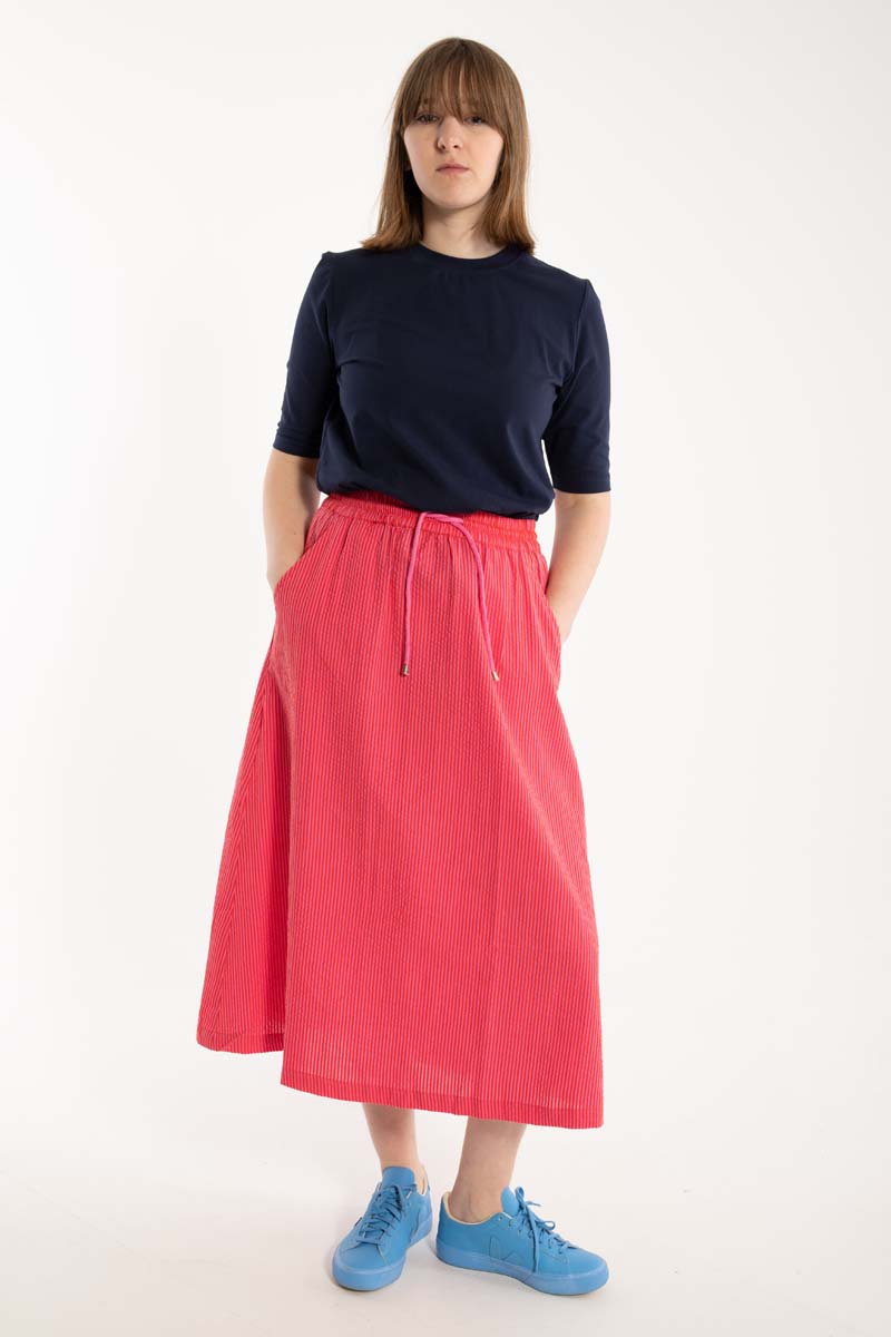Danespresso Seersucker Skirt Super Pink/Bright Red