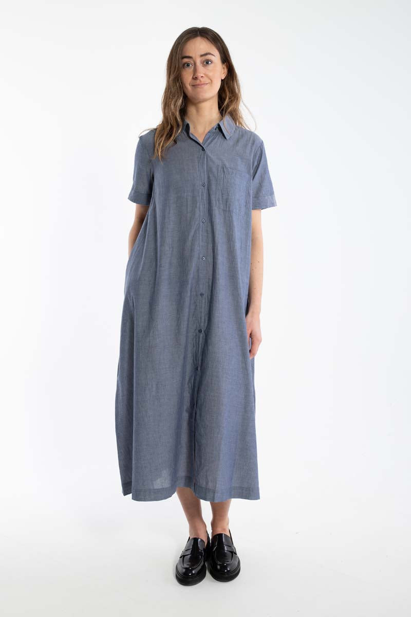 Danapril SS Chambrey Dress - Denim blue