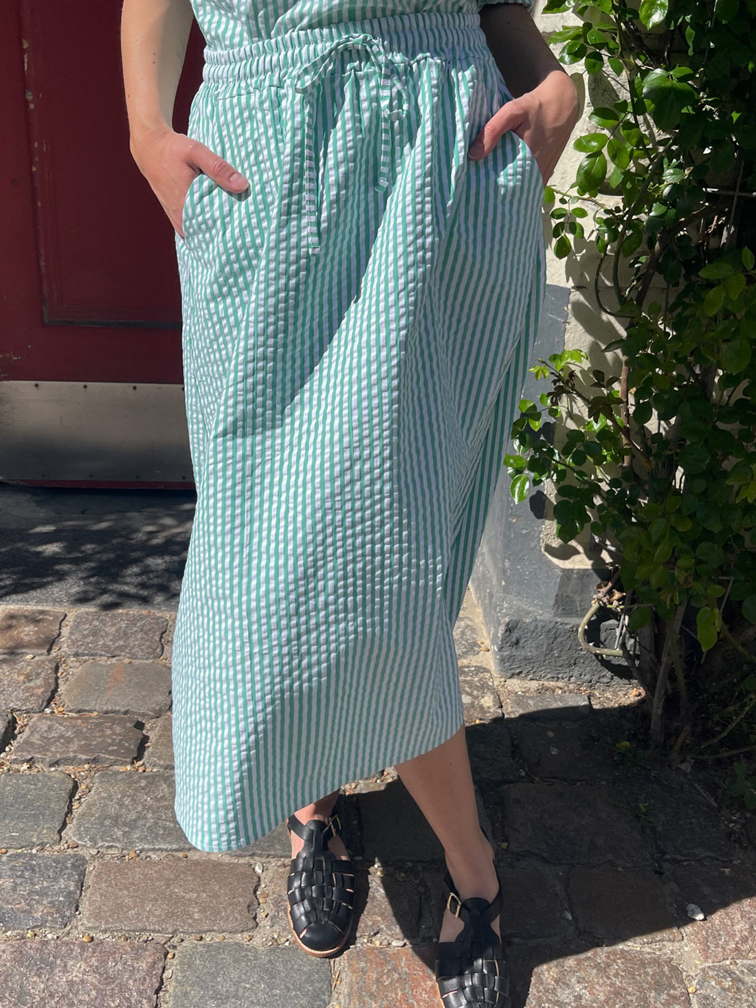 Danespresso Heavy Seersucker Skirt Green/Chalk