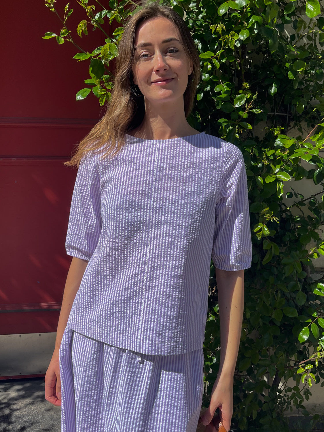 Danecremant Seersucker Shirt Lavender/Chalk