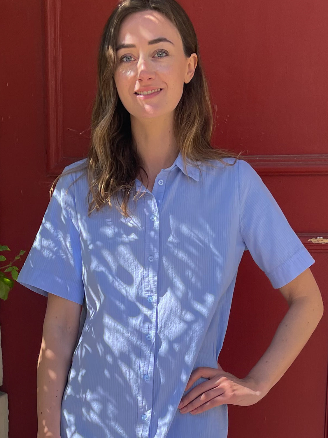 Danepippi SS Seersucker Dress Ice Blue