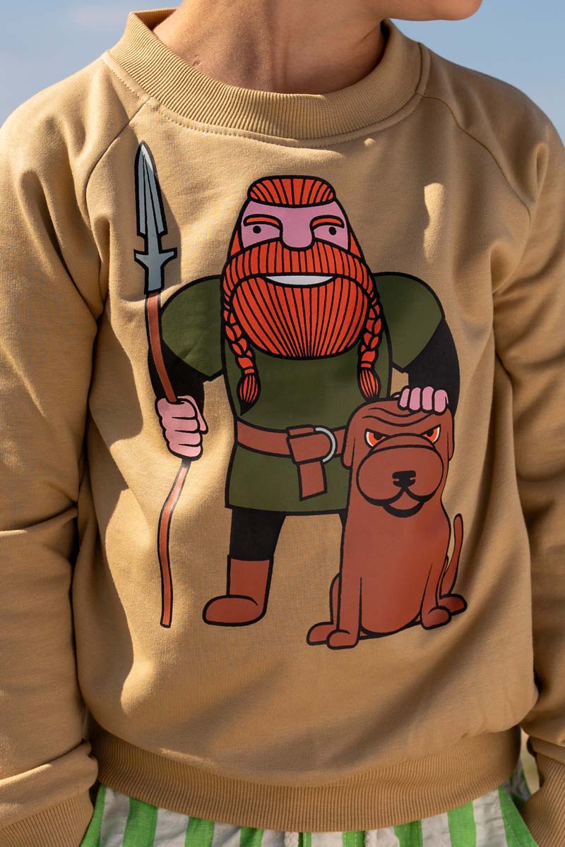 sweater til børn med viking og hund
