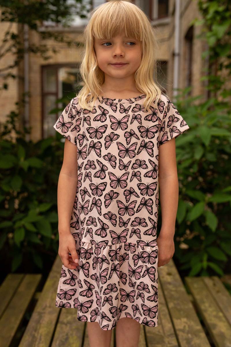 Dyrzanzi AOP/STRIB SS Dress Light Rose FLUTTER