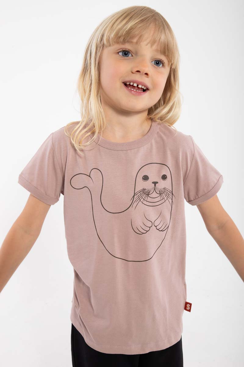 t-shirt til børn med stor sæl