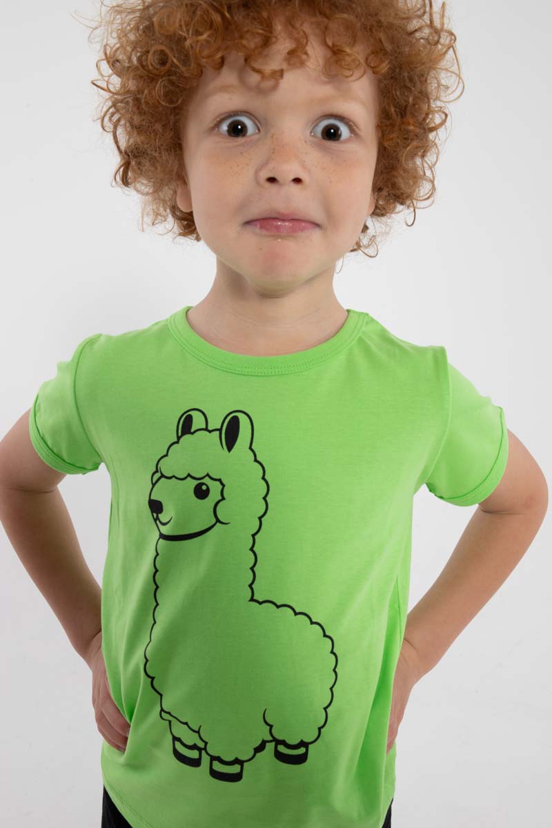 T-shirt til børn med sej lama