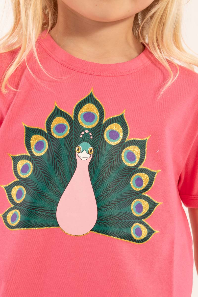 T-shirt til børn med påfugl