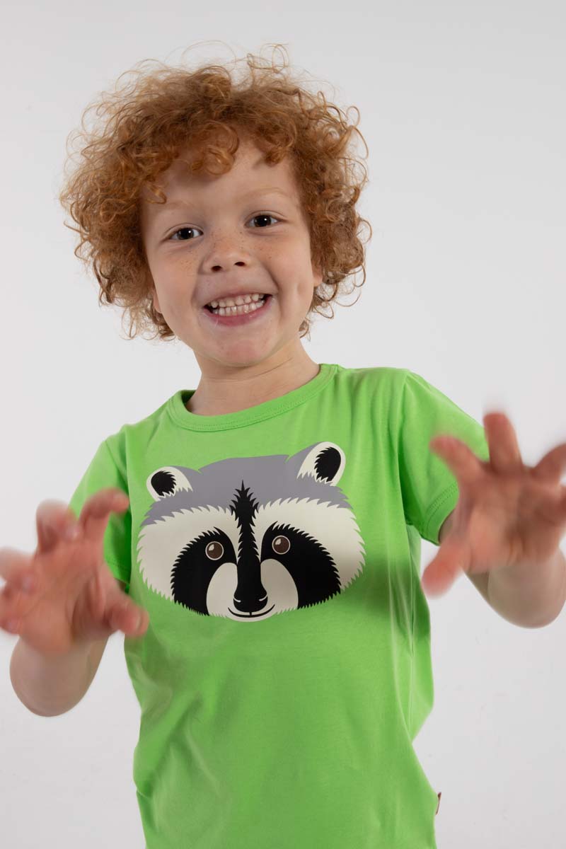 t-shirt til børn med vaskebjørn