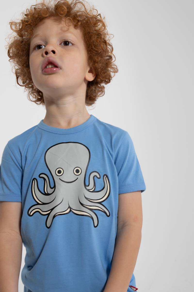 T-shirt til børn med blæksprutte