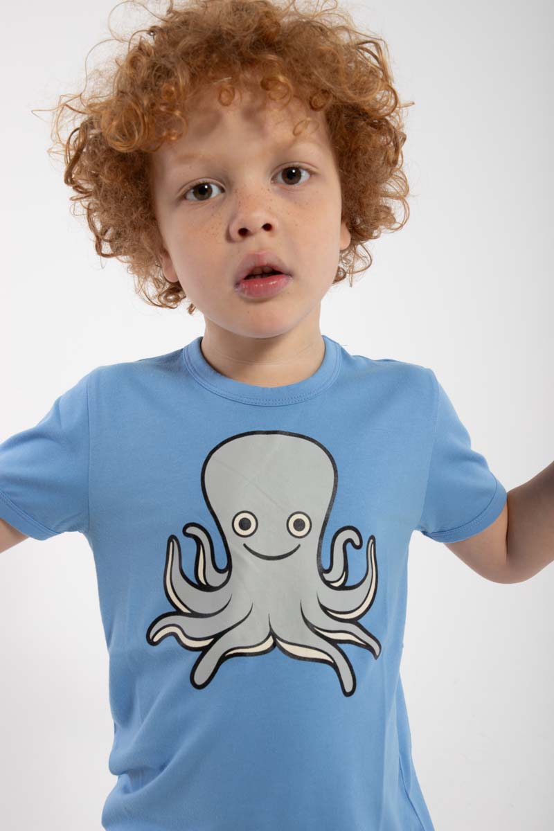 T-shirt til børn med blæksprutte