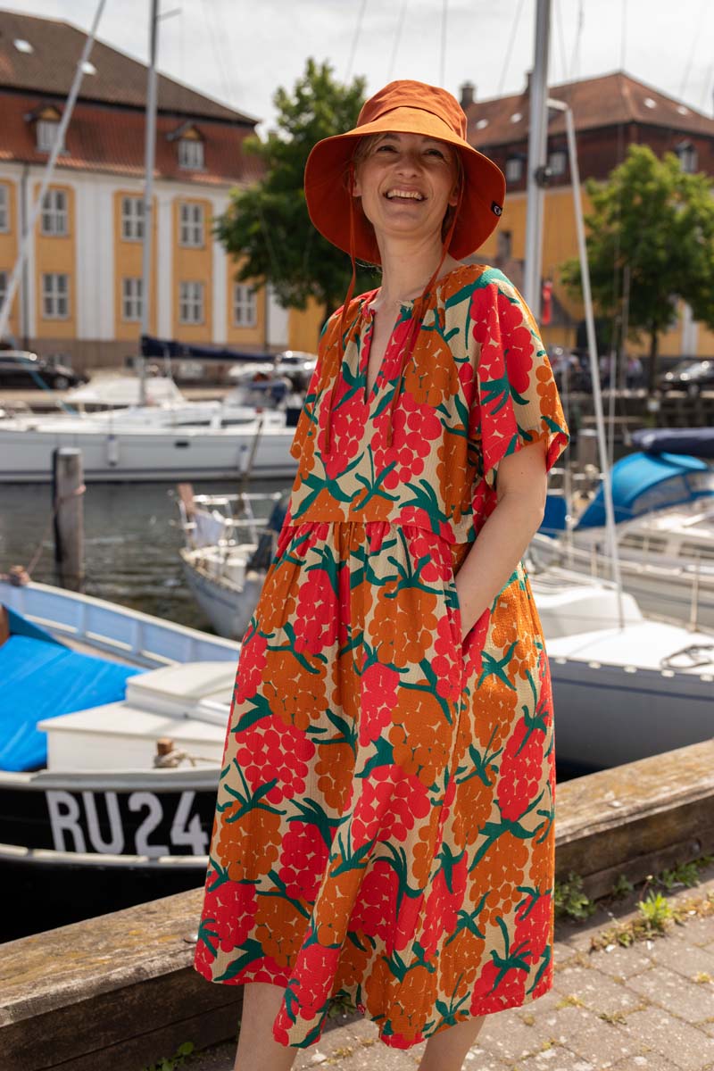 Daneluft Seersucker Dress Beige MAXIBERRY
