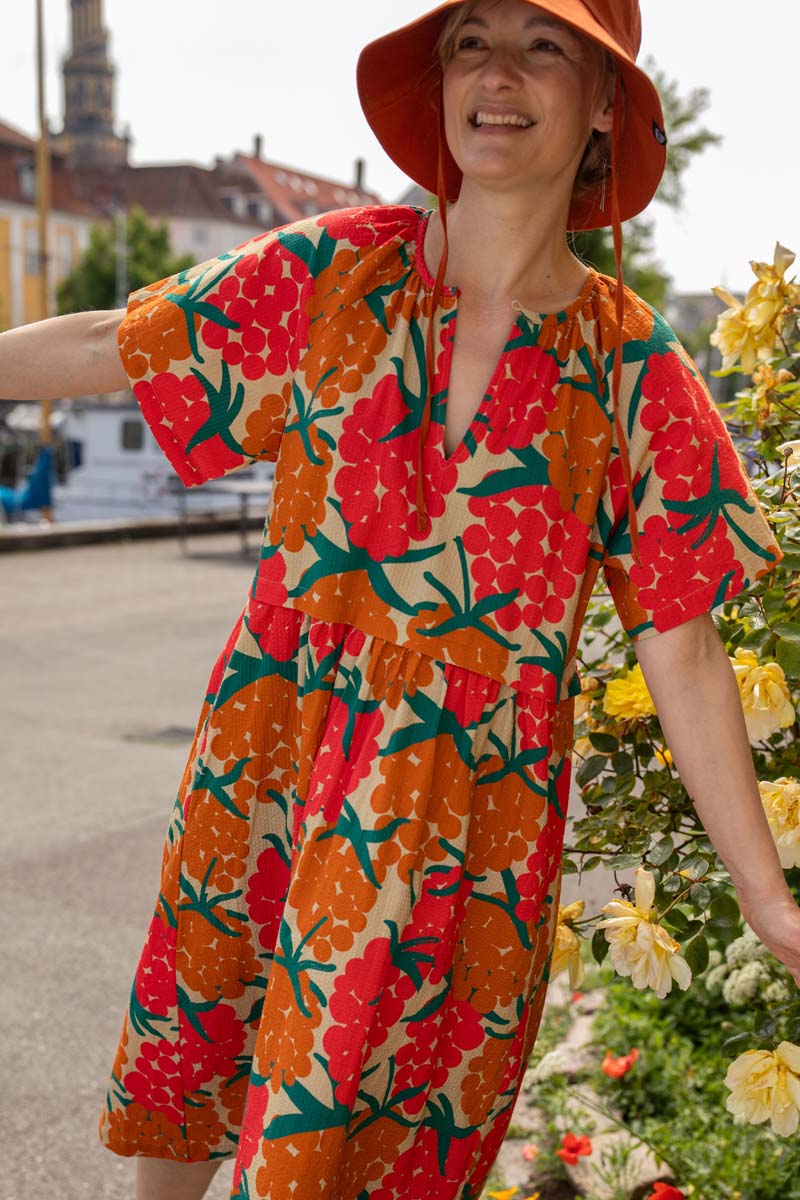 Daneluft Seersucker Dress Beige MAXIBERRY