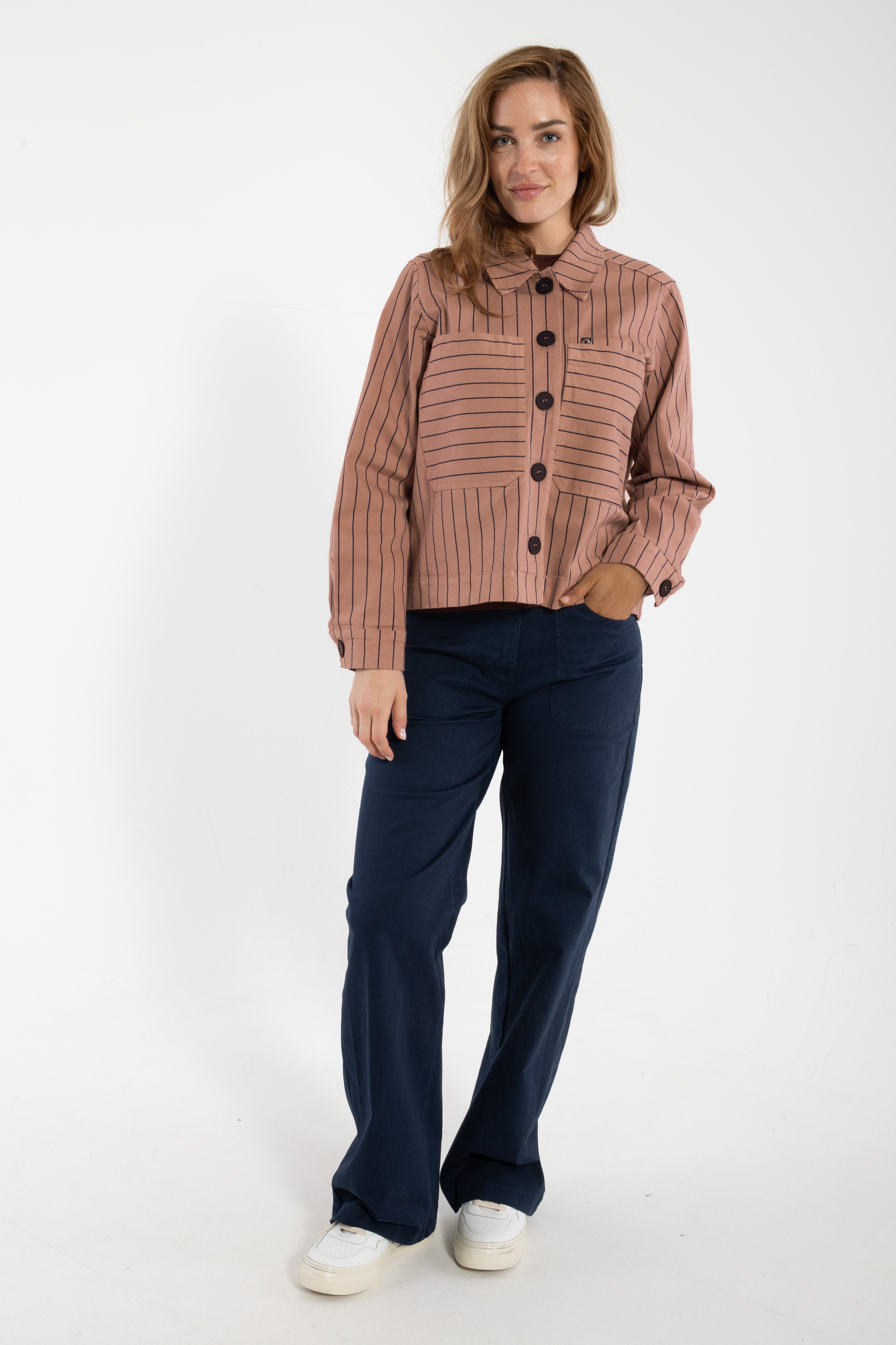 Daneprairie Stretch Canvas Jacket Rose Beige/Dk Navy