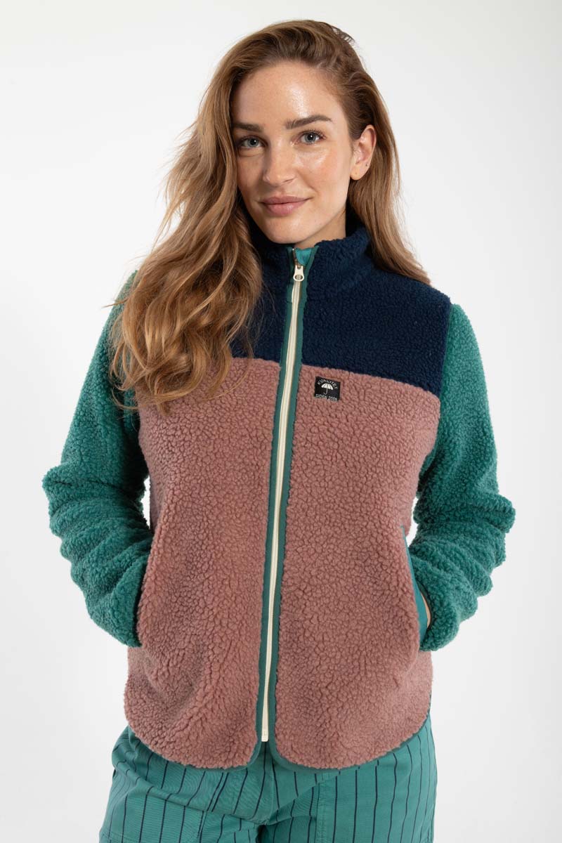 Danebirk Fleece Zip-Up Dk Navy/Light Slate/Dk Rose