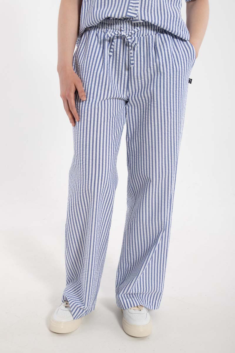 Fine bæk og bølge bukser med blå og hvide striber til kvinder