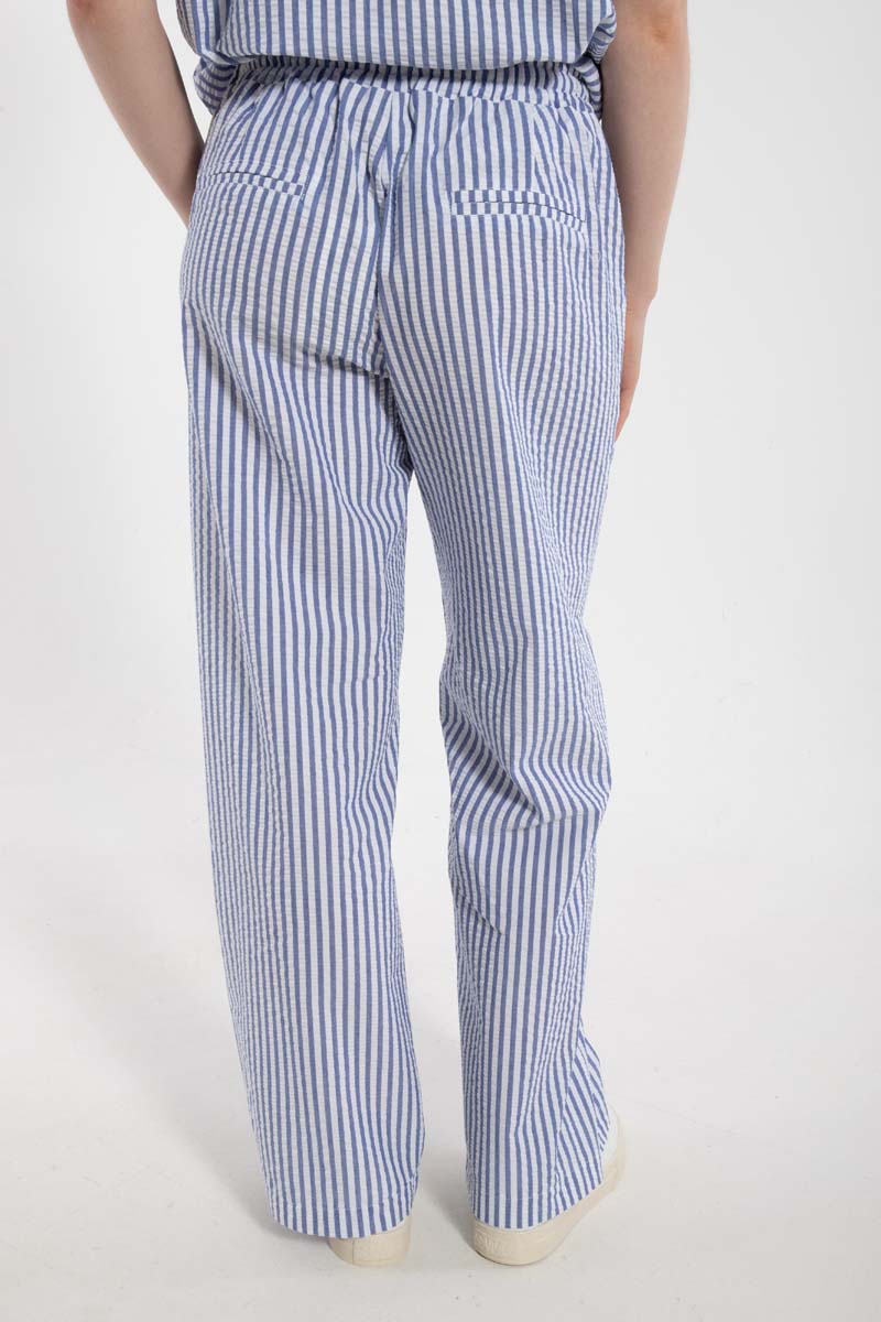 Fine bæk og bølge bukser med blå og hvide striber til kvinder