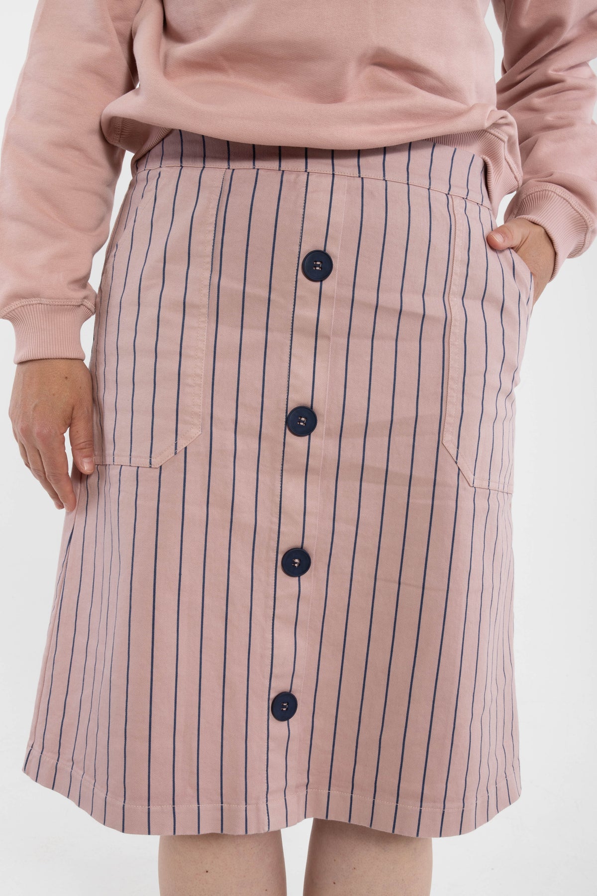 Danekage Stretch Canvas Skirt Light Rose/Dk Navy
