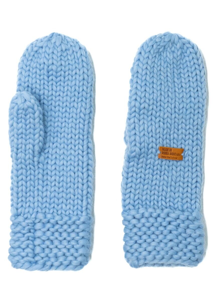Håndstrikket Merinould Vanter Baby Blue