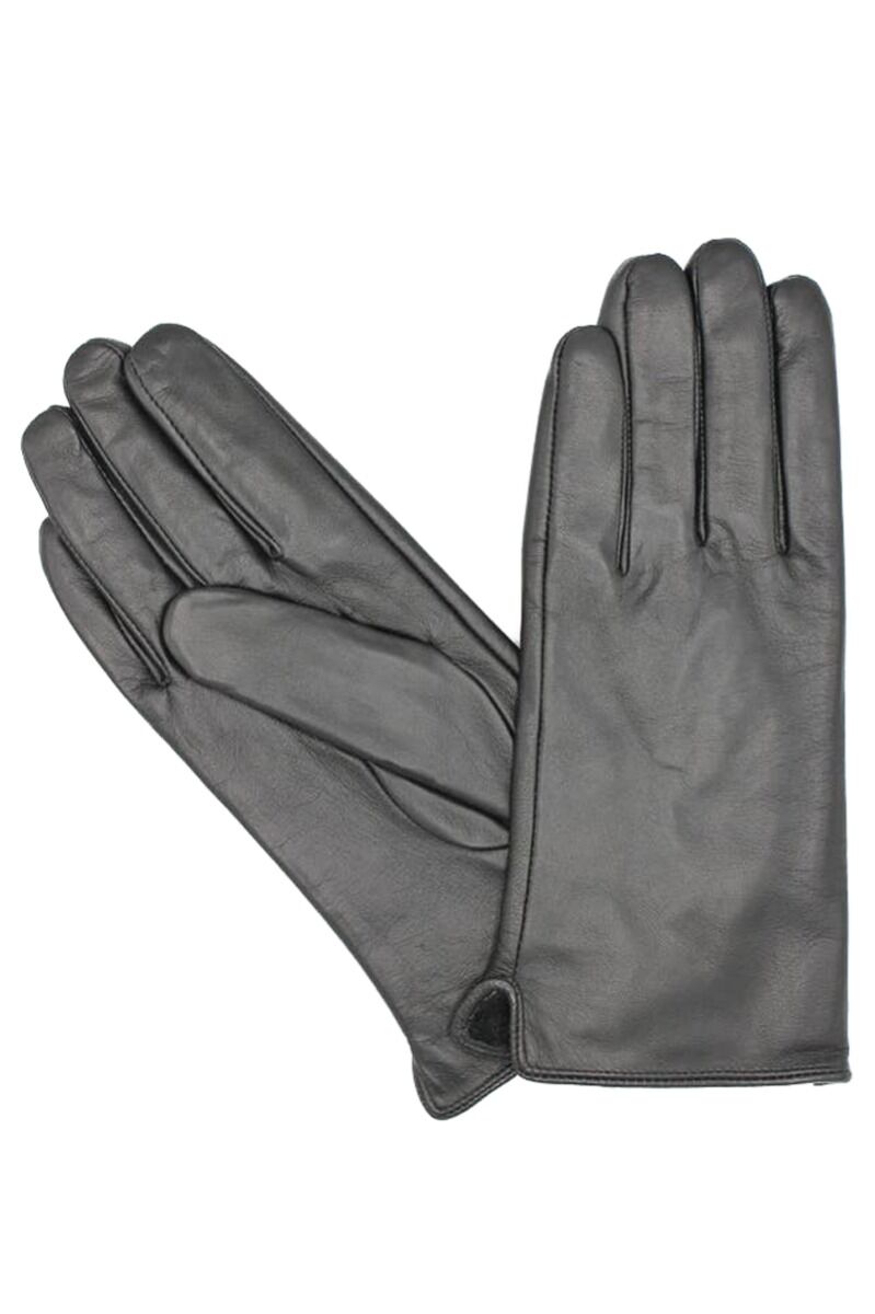 Fleeceforet Læderhandsker Black