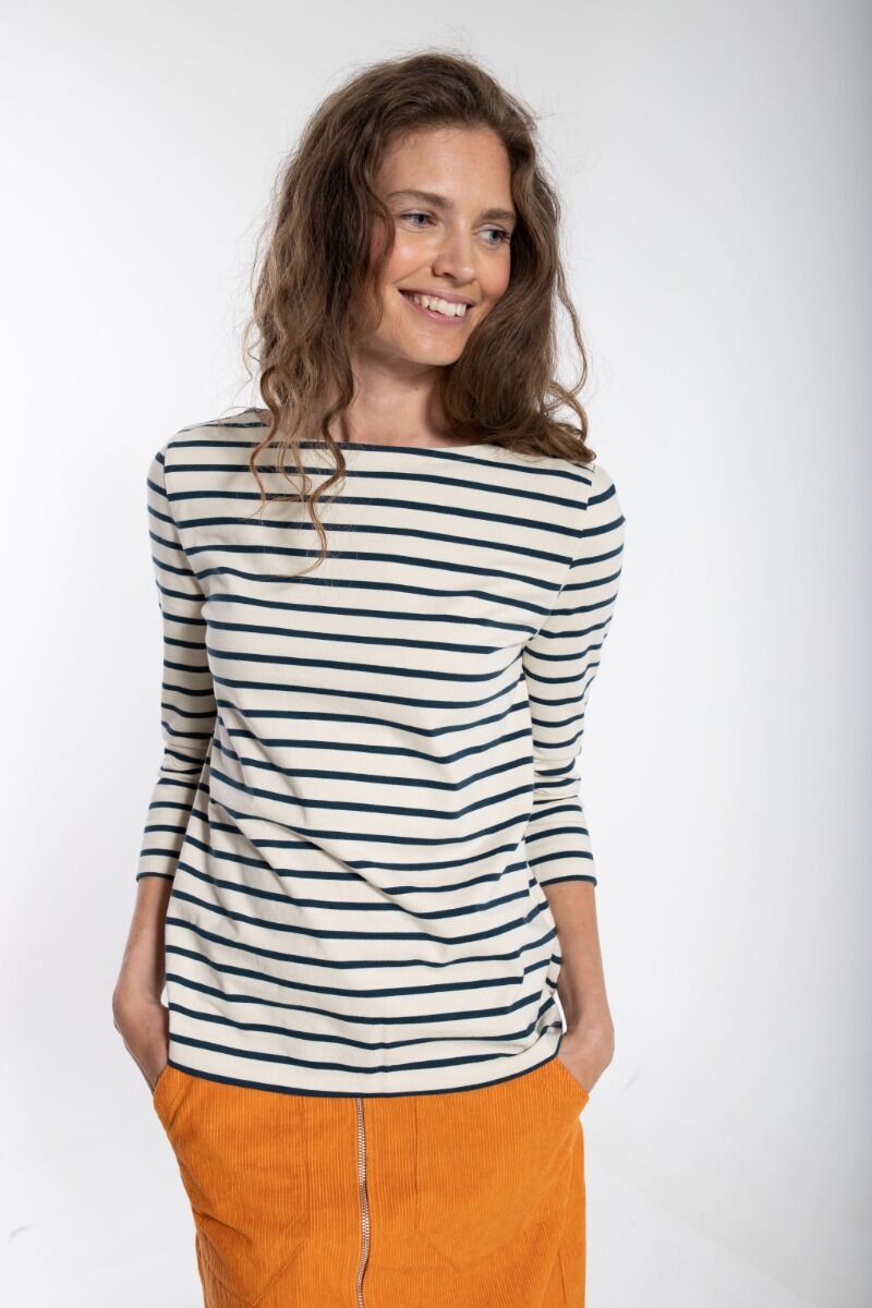 ORGANIC - Carribean Tee Chalk/dusty navy