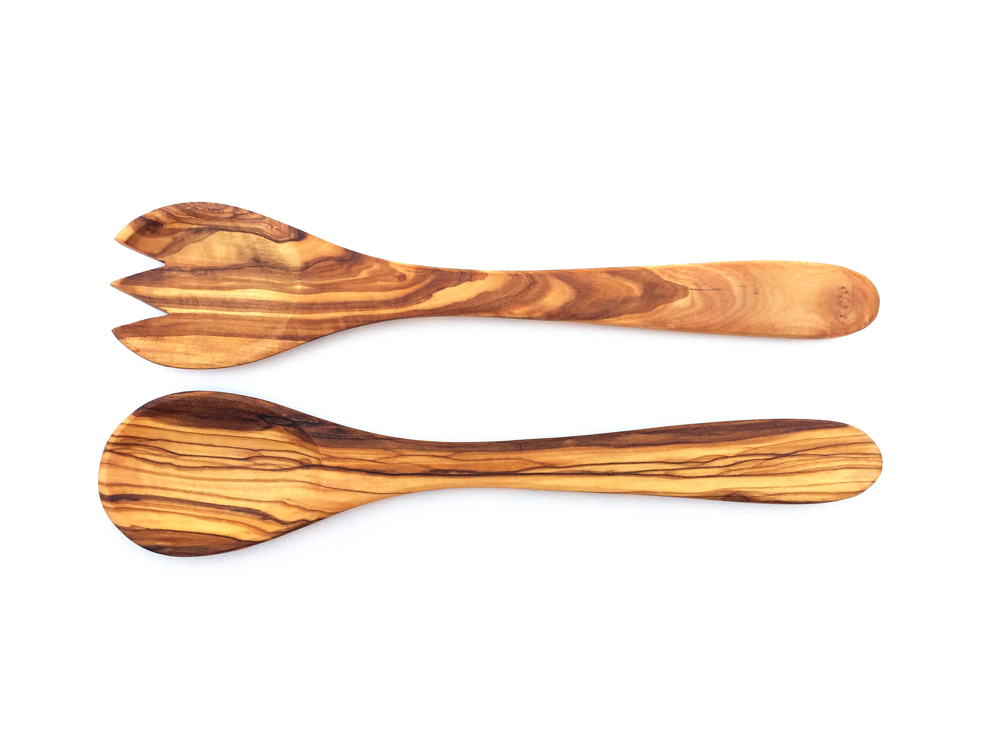 Smukt håndlavet salatbestik i oliventræ