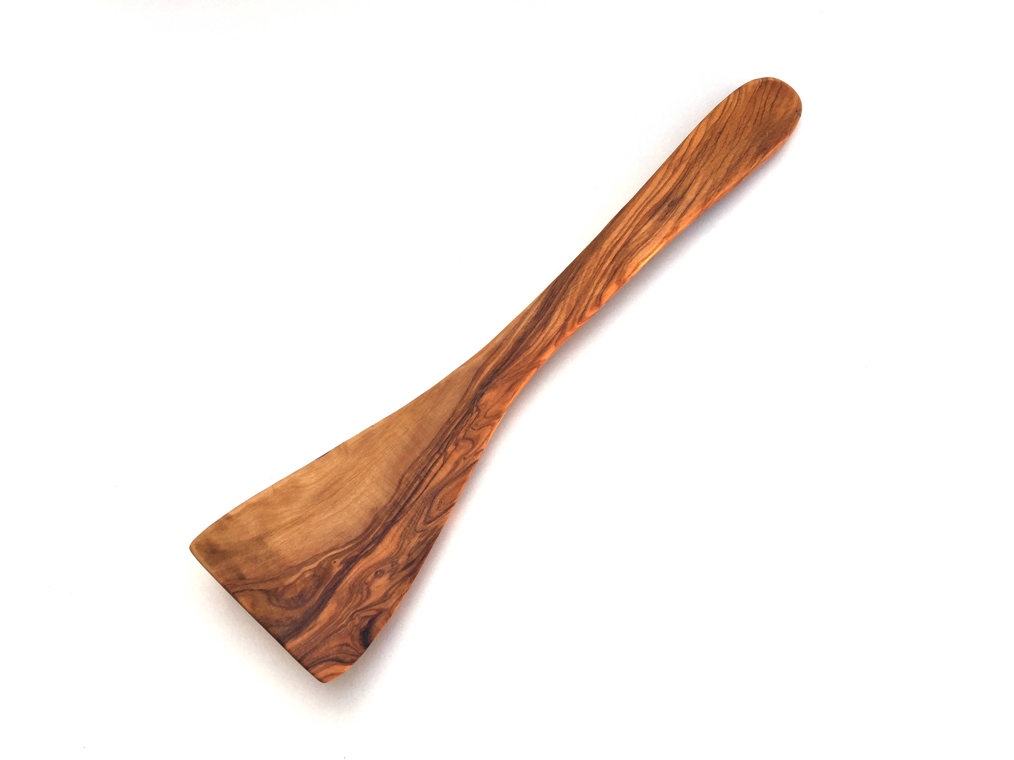 Medina Mood Olivenholz-Spachtel, gebogen, breiter Griff: 30 cm