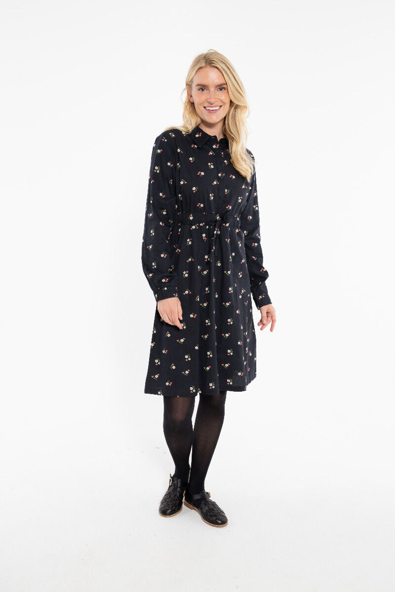 Daneditte Poplin Dress Black MINIFLOWER