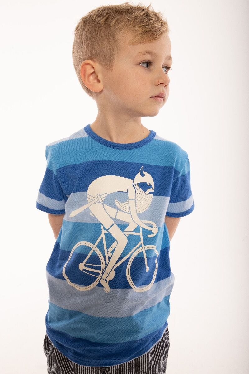 T-shirt til børn med viking på cykel
