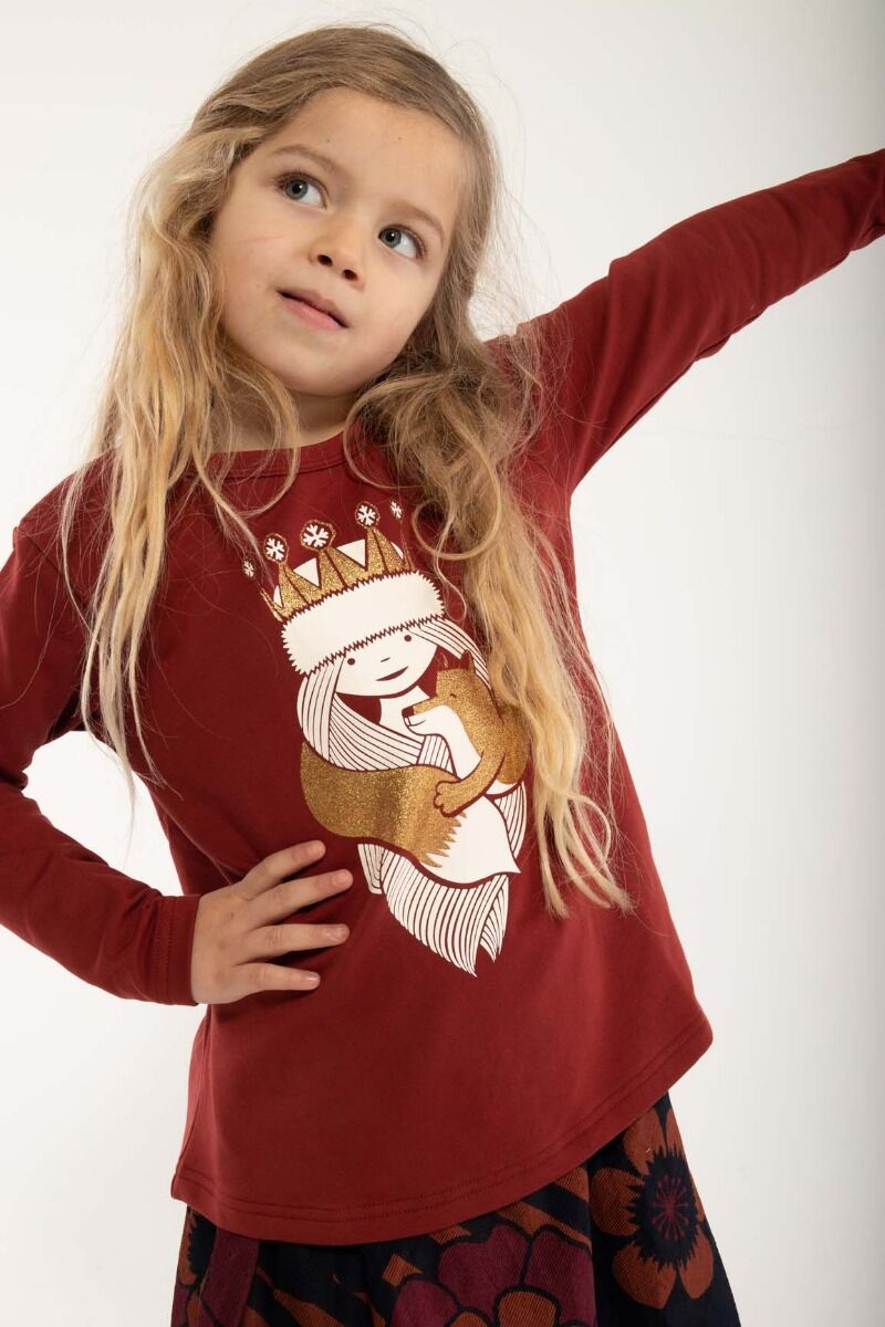 Bluse til børn med prinsesse og ræv