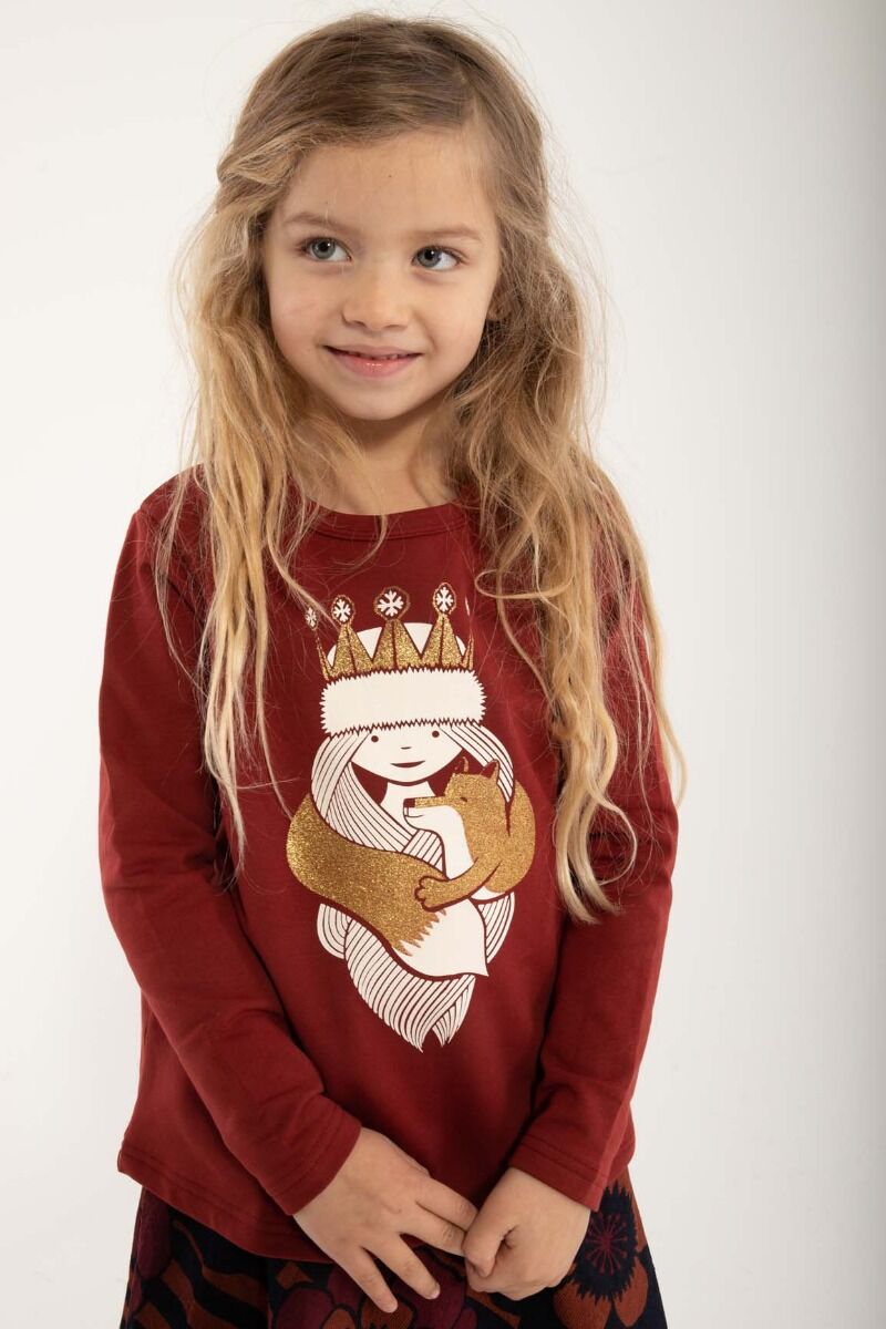 Bluse til børn med prinsesse og ræv