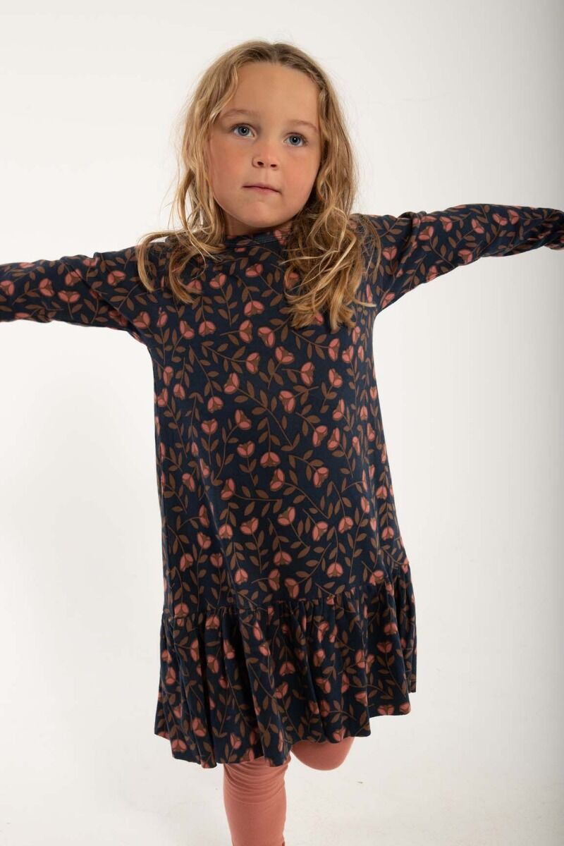 ORGANIC - Daneseahorse Dress Dk Navy/Brown Beige FLEURIE