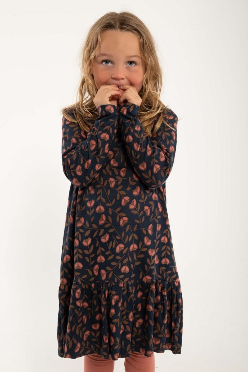 ORGANIC - Daneseahorse Dress Dk Navy/Brown Beige FLEURIE