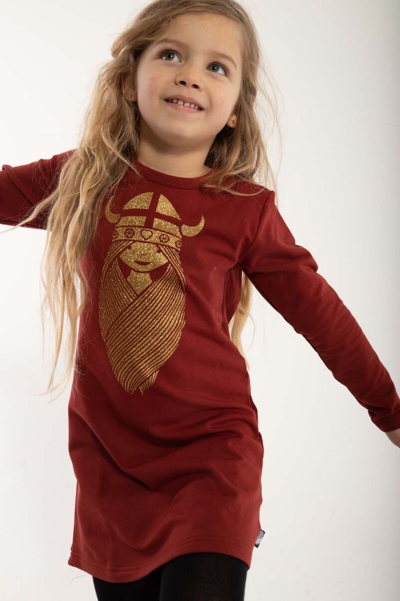 Danekvik Sweater Dress Red wine FREJA (Glitter)
