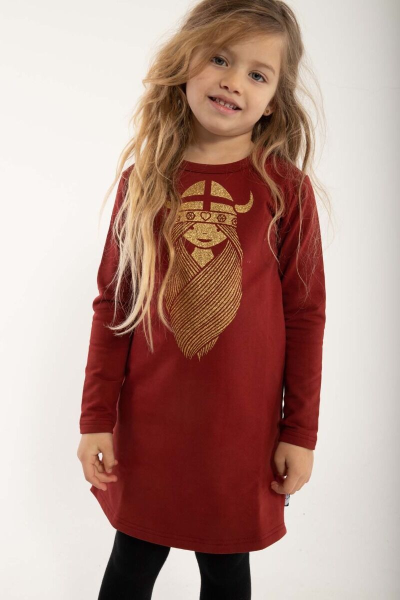 Danekvik Sweater Dress Red wine FREJA (Glitter)