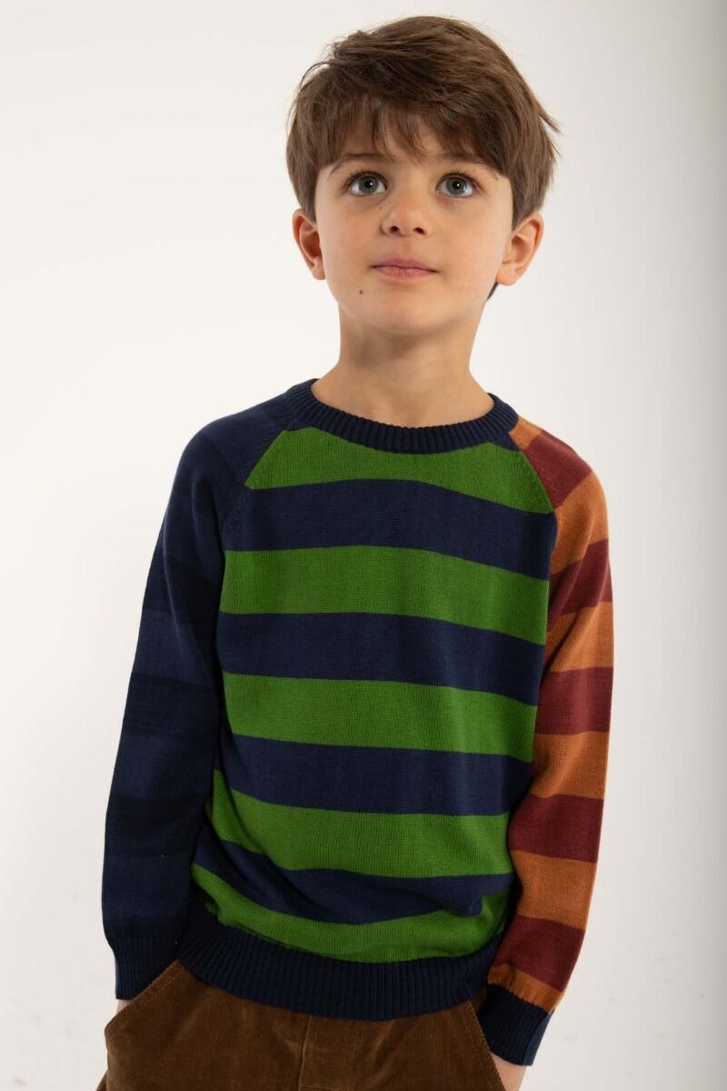 Strik sweater til børn med striber